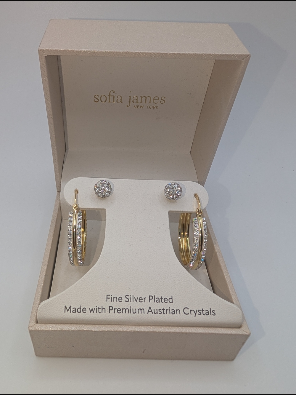 Sofia James Gold Crystal Hoop & Stud Earring Set